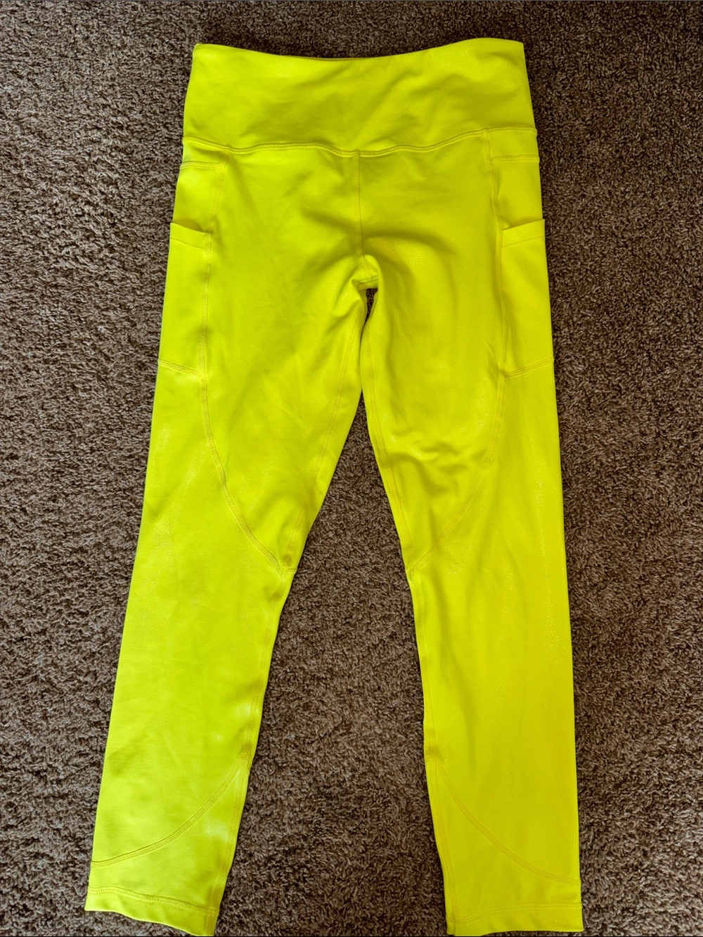 ZYIA Neon Yellow High-Waist Active Leggings with Side Pockets